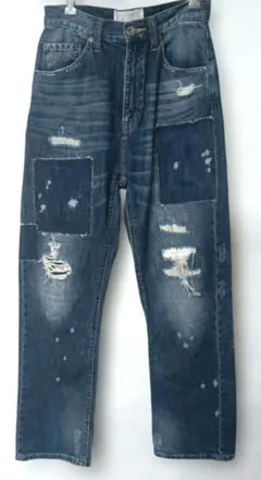 AnotherEditionダメージ加工 ダークブルーデニムパンツ サイズS