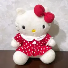 激レア】ハローキティぬいぐるみ 赤チェックワンピース レトロ 当時物