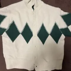 ダイヤモンドパターン ニットカーディガン