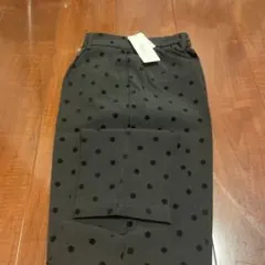 Re:EDIT 黒地に黒の水玉模様 カジュアルパンツ S