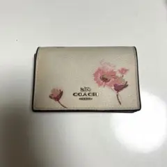 COACH コーチ 花柄 名刺入れ カードケース ピンク アイボリー