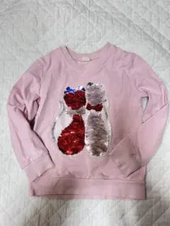 値下げ可能　猫モチーフ スパンコール トレーナー 100cm