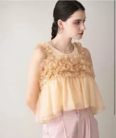 新品♡ COMMRE オーガンジー×チュールフリルビスチェ ベージュ