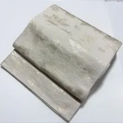 A 鳳凰模様 白地 金糸 正絹 六通 袋帯 O162