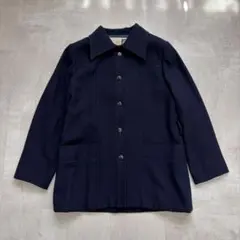 花咲 ウールジャケット 紺 15号 L レトロ ヴィンテージ 古着