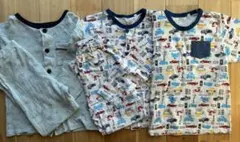 130cm 綿100 ボタン付きパジャマ 恐竜　車　2セット　長袖　半袖