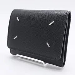 美品✨ メゾンマルジェラ　三つ折り財布 4ステッチ ブラック 黒