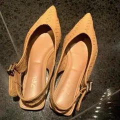 ZARA 編み込み バックストラップ サンダル パンプス バレエシューズ　37