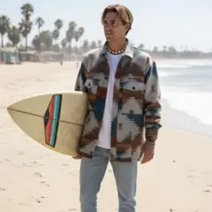 LOCAL MOTION　厚手　シャツジャケット XL エスニック柄　CPO