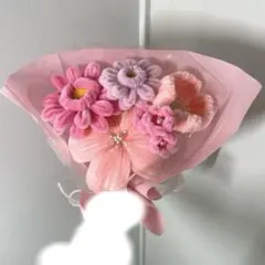 枯れないお花　モールフラワー　ハンドメイド　花束　ブーケ　ピンク