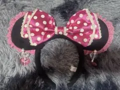 ミニーカチューシャピンク ミニー水玉イヤリングカチューシャピンク
