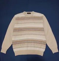 メンズ LINDBERGH ベージュ ストライプ柄 ウール ニット セーター