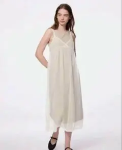 GU 2ピースチュールワンピース　Mサイズ　ナチュラル　natural