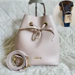 未使用級✨️　フルラ　コスタンザ　ピンク　2way　巾着バッグ　ショルダーバッグ