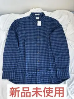 ✨新品　ネイビー チェック柄 コットン長袖シャツ