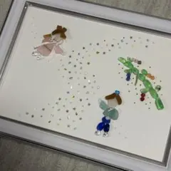 1479 五月の鯉のぼり シーグラスアート 猫絵 インテリア 玄関飾り 置物