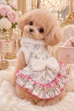 新品/MEANINGLESS/ハートリボンハーネス白Lサイズ/韓国犬服ブランド