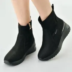 新品タグ付き MICHEL KLEIN ショートブーツ 23 スエード 黒 雨靴