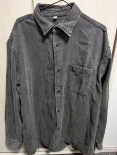 GU グレー ボタンアップシャツ Lサイズ
