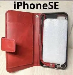 SE カバー　手帳型　贈り物　赤　レッド se iPhoneカバー　韓国　新品