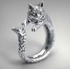 S925 ビンテージ猫デザイン フリーサイズ　男女兼用