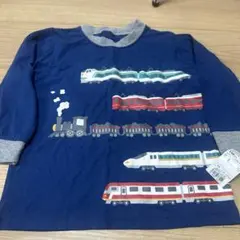 列車プリント 長袖カットソー 110cm