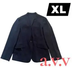 ネイビー ノーカラージャケット