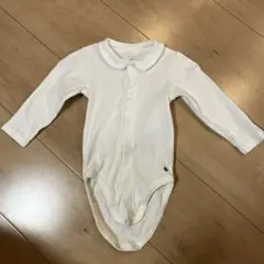 プチバトー　襟付きボディスーツ　長袖　白