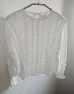 white lace ガーリー レース 花 ブラウス カットソー シャツ 刺繍