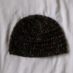 ニット帽/ビーニー/クラッシャーハット/Y2K/ブラック/ブラウン/マルチカラー