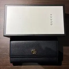 現行 極美品✨グッチ エンブレム 日本限定 長財布 レザー ダークブルー 