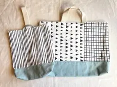 レッスンバッグ　上靴入れ　モノトーン　幾何学　ニュアンスカラー　くすみカラー