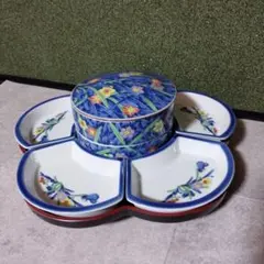 4点　金彩松　回転オードブル皿　日峰？作　小鉢 揃え　有田焼　会席　パーティー 4点 金彩松 回転オードブル皿 日峰？作 小鉢 揃え 有田焼 会席
