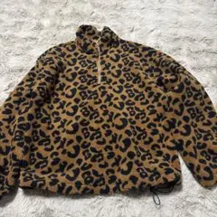 ヒョウ柄 フリースジャケット ハーフジップ