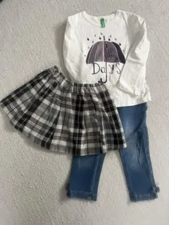 【セット】ロンT&スカート&デニム　petit main他　120cm
