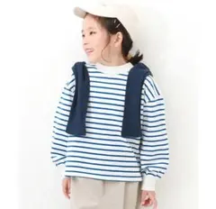 デビロック 青×白 ボーダー カットソー 長袖 140cm