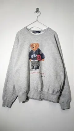 90s 【人気】ポロベア ラルフローレン スウェット Mサイズ グレー