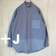 ＋J ジルサンダー スーピマコットンクレイジーパターンバンドカラーシャツ