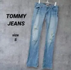 【TOMMY JEANS】ダメージ ローウエスト JEANS S
