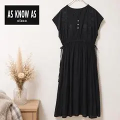 AS KNOW AS olaca 刺繍ワンピース 黒 Vネック 大きいサイズのサムネイル
