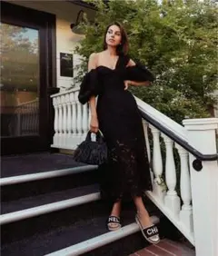 z*r様 セルフポートレイト ワンピース ギピュールレース パフスリーブ UK1