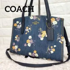 COACH デニム 花柄 ハンドバッグ - メルカリ
