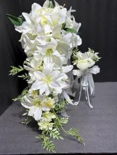 【SALE】ホワイトリリー＆ハイドレンジアyellow ブートニアセット