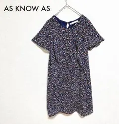 AS KNOW AS マルチカラー チュニック ワンピース 半袖 総柄