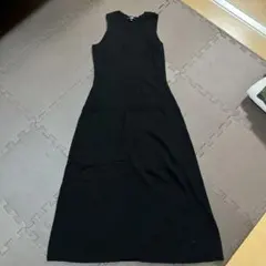 UNIQLO リブ編み ノースリーブワンピース L 黒