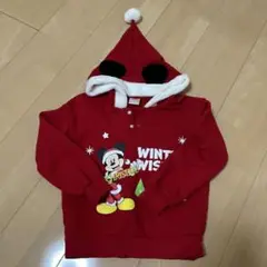 ディズニー　ミッキー　サンタ　なりきり　裏起毛 パーカー　120cm