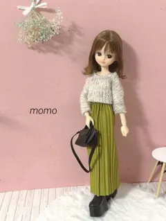 22cmドール服 ミックス編みニット♡コーデ2点セット