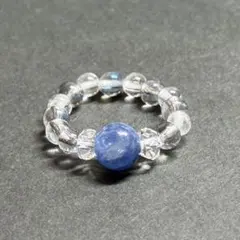 BR1180 天然石 ビーズリング カイヤナイト ブルーオーラ 天然水晶