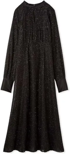 フレイアイディー　カットジャガードシフォンフレアワンピース【インナー付き】