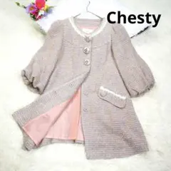 Chesty チェスティノーカラーラメツイードコートリボン　キラキラ　かわいいのサムネイル